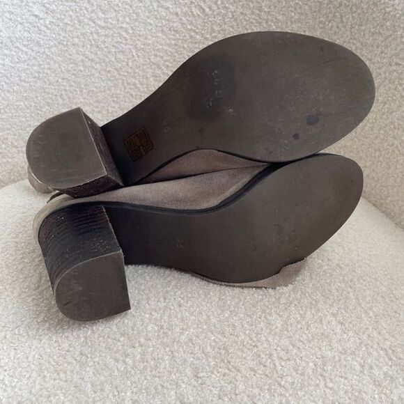 Jeffrey Campbell Salazar Bootie Block Heel Suede Lace Up Taupe 9.5 - Picture 9 of 10
